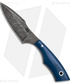 Olamic Cutlery Fixed Blade Neck Knife Blue G-10 (3" Damascus)