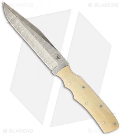 Paragon Eddie White Shadow Fighter Fixed Blade Knife w/ Bone (5.25" Damascus)