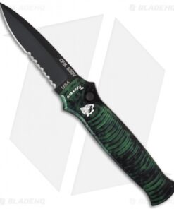 Piranha Bodyguard Automatic Knife Green Tactical (3.3" Black Serr)