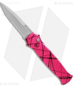 Piranha Bodyguard Automatic Knife Hot Pink (3.3" Bead Blast Serr)