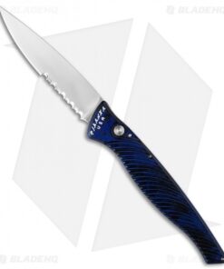 Piranha DNA Automatic Knife Blue Marble (3.25" Mirror Serr)