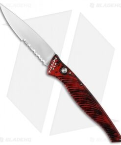 Piranha DNA Automatic Knife Red Marble (3.25" Mirror Serr)
