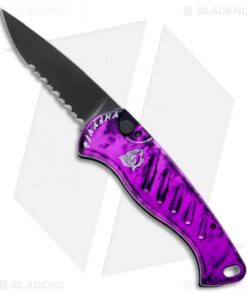 Piranha Fingerling Automatic Knife Plum Tactical (2.5" Black Serr)
