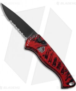 Piranha Fingerling Automatic Knife Red Tactical (2.5" Black Serr)