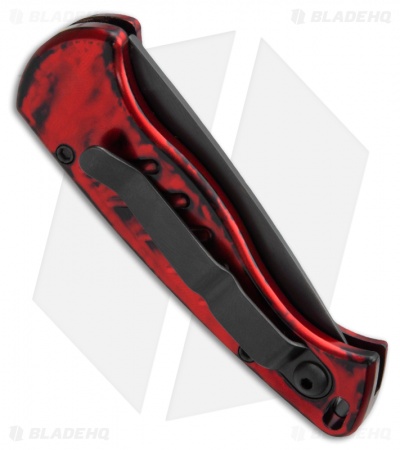 Piranha Fingerling Automatic Knife Red Tactical (2.5" Black Serr) - Image 2