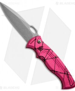 Piranha Hybrid Pink Automatic Knife (3.2" Stonewash Plain)