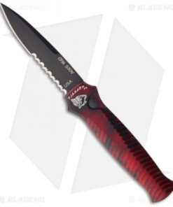 Piranha Mini-Guard Red Tactical Automatic Knife (2.9" Black Serr)