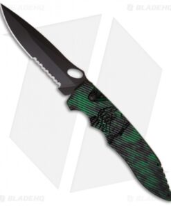 Piranha Predator Green Tactical Automatic Knife (4.1" Black Serr)