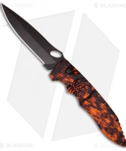 Piranha Predator Orange Tactical Automatic Knife (4.1" Black Plain)