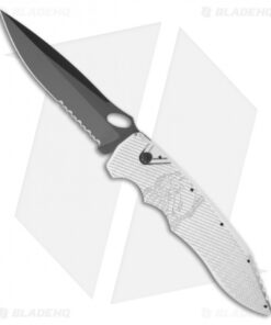 Piranha Predator Silver Tactical Automatic Knife (4.1" Black Serr)