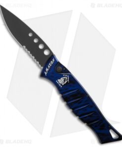 Piranha Amazon Automatic Knife Blue Tactical (3.45" Black Serr)