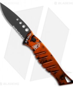 Piranha Amazon Automatic Knife Burnt Orange Tactical (3.45" Black Serr)