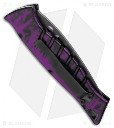 Piranha Amazon Automatic Knife Plum Tactical (3.45" Black Serr) - Image 2