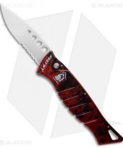 Piranha Amazon Automatic Knife Red (3.45" Mirror Serr)