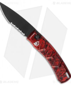 Piranha X Automatic Knife Red Tactical (3.3" Black Serr)