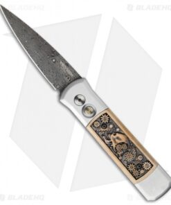 Pro-Tech Godson Steampunk Custom Automatic Knife Bronze (3.15" Damascus)