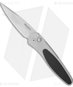 Protech Newport Silver Automatic Knife Carbon Fiber (3" Stonewash) 3410