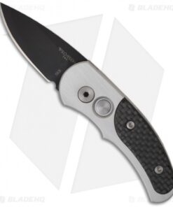 Pro-Tech Runt J4 Automatic Knife Silver / Carbon Fiber (1.94" Black) 4400BT