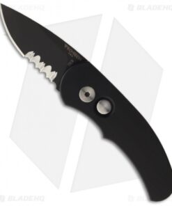 Protech Runt J4 Automatic Knife Black Handle (1.94" Black Serr) 4415PS