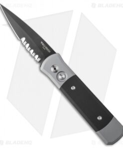 Pro-Tech Godson Automatic Knife Grey Al/Black G-10 (3.15" Black Serr) 702PS