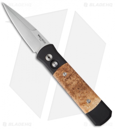 Pro-Tech Godson Automatic Knife Black Ash Burl (3.15" Satin) 706-BA