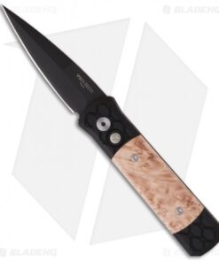 Pro-Tech Godson Knife Weave Handle w/ Maple Burl (3.15" Black Plain) 742