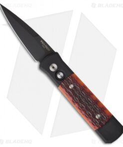 Pro-Tech Godson Automatic Knife w/ Amber Jigged Bone (3.15" Black Plain) 762