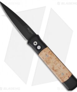 Pro-Tech Godfather Automatic Knife Black / Maple Burl (4" Black) 907