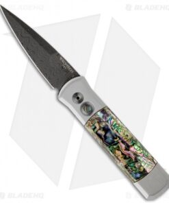 Protech Godson Steel Custom Automatic Knife w/ Abalone (3.15" Damascus)