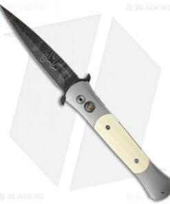 Protech Large Don Custom Steel Automatic Knife Mastodon Ivory (4.5" Damascus)
