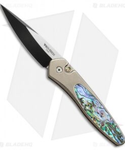 Pro-Tech Custom Newport Automatic Knife Bronze Ti/Abalone (3" Two-Tone)