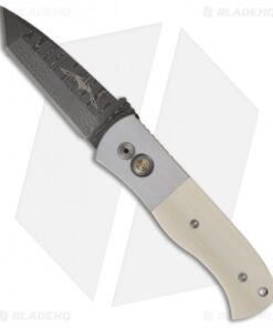 Custom Pro-Tech Emerson CQC-7 Automatic Knife w/ Ivory Inlays (3.25" Damascus)