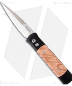 Pro-Tech Godfather Automatic Knife Black/Maple Burl (4" Satin) *Used