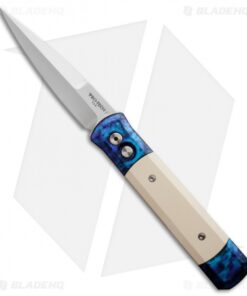 Pro-Tech Godfather Automatic Knife Blue Jazz / Ivory Micarta (4" Satin) 910-JAZZ