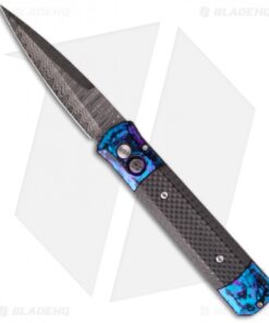 Protech Custom Godfather Automatic Knife Blue Jazz Carbon Fiber (Damascus) #42