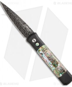 Pro-Tech Custom Godfather Automatic Knife Black w/ Abalone (4" Damascus)