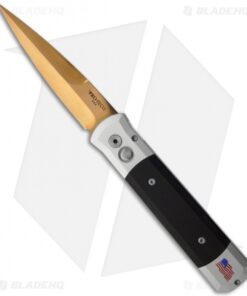 Protech Ltd Edition Godfather Automatic Knife Gray w/ Black G10 (4" Gold-Ti) #7