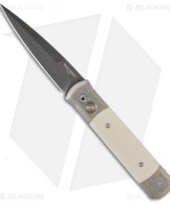 Pro-Tech Godfather Ultimate Custom Steel Knife w/ Pre-Ban Ivory (4" Damascus)