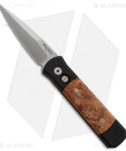 Pro-Tech Godson Automatic Knife w/ Afzelia Lay Burl (3.15" Satin) 706-AB