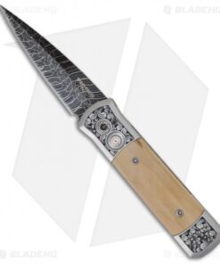Pro-Tech Knives Custom Steel Godson Knife w/ Mastodon Ivory (Damascus)