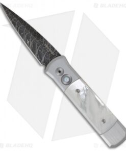 Pro-Tech Knives Custom Steel Godson Knife w/ Mother of Pearl (3.15" Damascus)