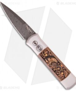 Protech Godson Steampunk Ultimate Custom Steel Automatic Knife (3.15" Damascus)