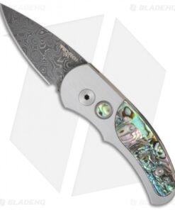 Pro-Tech Custom Runt J4 w/ Abalone Inlays (1.94" Damascus)