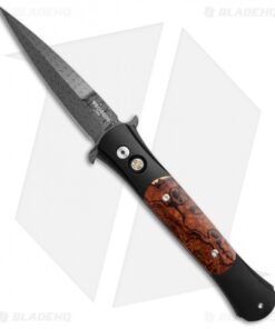 Pro-Tech Large Don Custom Automatic Knife Desert Ironwood Black (4.5" Damascus)