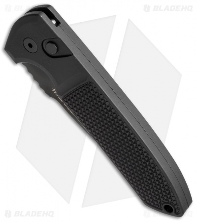 Pro-Tech Les George Rockeye Automatic Knife Knurled (3.375" Black) CPM-D2 - Image 2