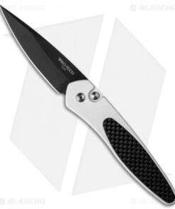 Pro-Tech Newport Automatic Knife Silver/Carbon Fiber (3" Black) 3412