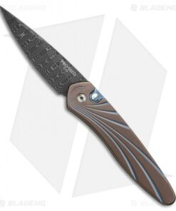 Pro-Tech Custom Newport Automatic Knife Sculpted Wave Ti (3" Damascus) 3451