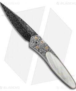 Pro-Tech Ultimate Custom Newport Knife Gold Lip Pearl & Gold (3" Damascus)