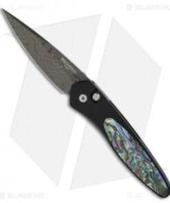Protech Custom Newport Automatic Knife Paua Abalone (3" Damascus)