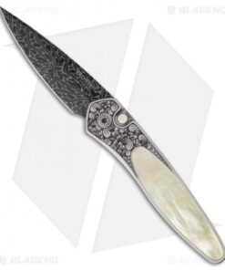 Pro-Tech Ultimate Custom Newport Automatic Knife Gold Lip Pearl (3" Damascus)